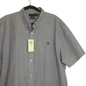 Polo Ralph Lauren Mens XXL Classic Fit Short Sleeve Seersucker Striped Shirt NWT